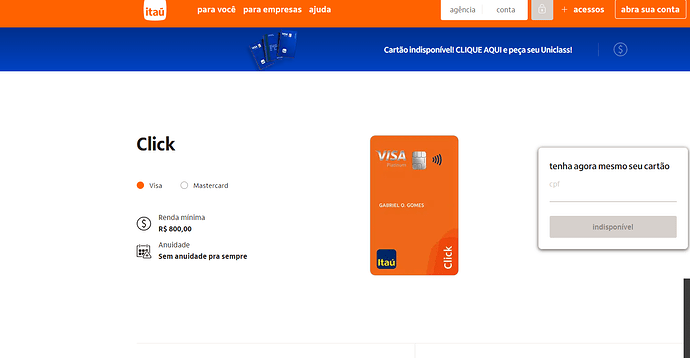 Como conseguir o Cartão de Crédito Click Platinum