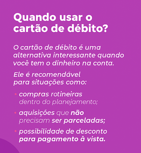 Vantagens cartão debito