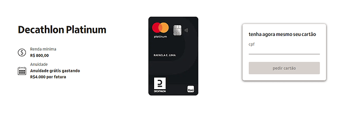 Cartão de crédito Decathlon Itaucard