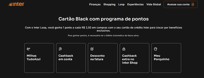Cartão de crédito Banco Inter limite inicial