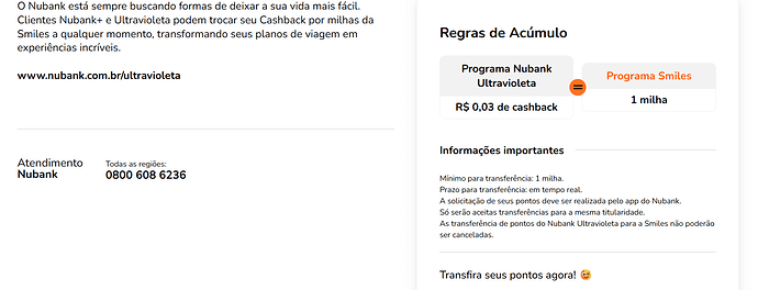 Converter pontos em milhas Nubank