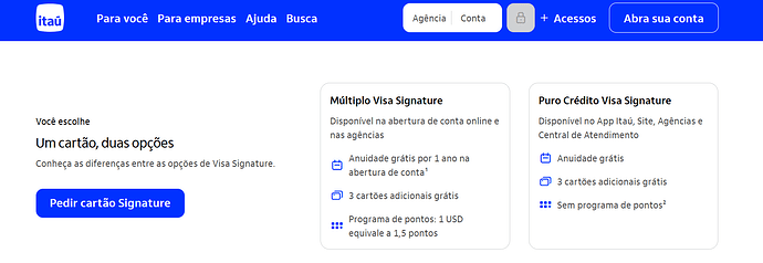 Itaú Uniclass Visa Signature é internacional?