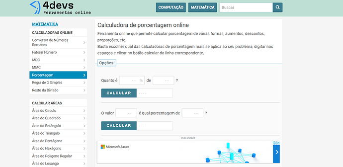 Onde encontro uma calculadora de porcentagem online?