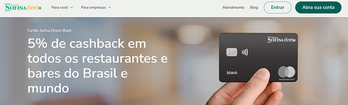 Tem cartão com cashback em todas as compras?