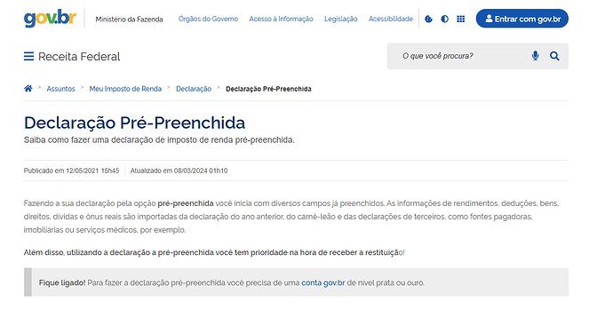 declaração pre preenchida