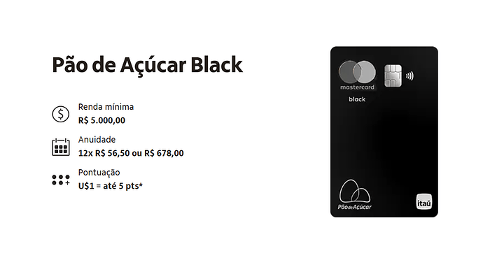 Qual o limite máximo do Pão de Açúcar black?