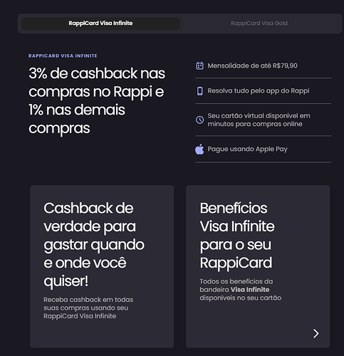 Cartão RappiCard Visa Infinite