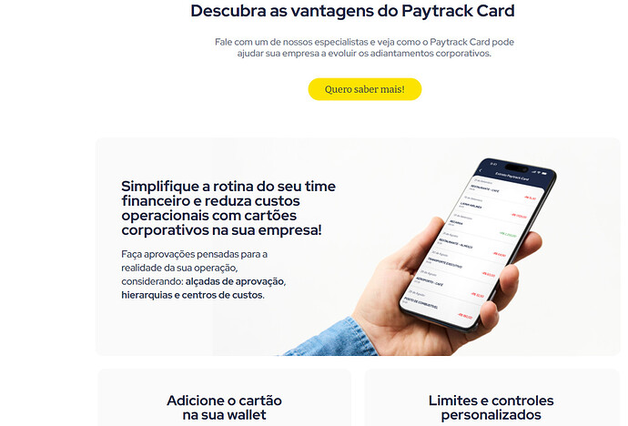 Como conseguir o cartão Corporativo PayTrack