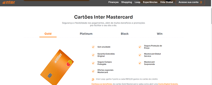 Cartão de Crédito Inter