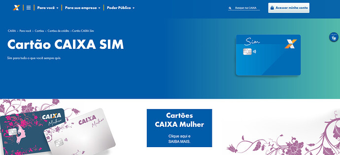 Cartão caixa sim internacional