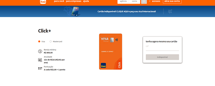 Qual o melhor cartão Click Itaucard ou Neon