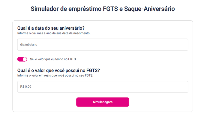Simulador de empréstimo FGTS e Saque-Aniversário