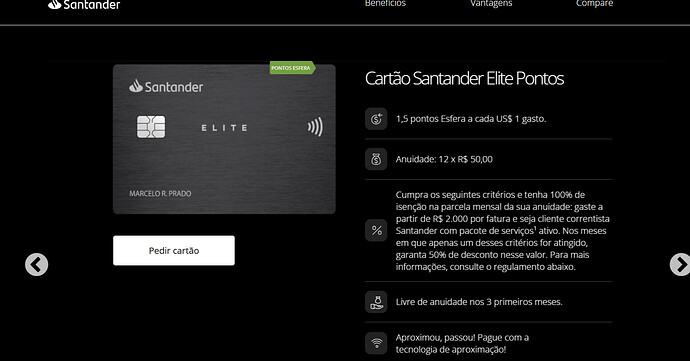 Como conseguir o cartão Santander Elite?