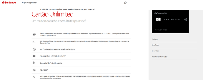Qual cartão Santander é mais vantajoso?