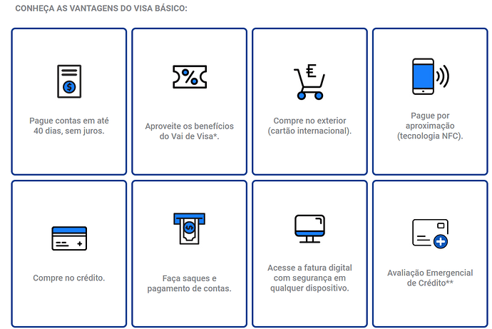 Página do site do Banco Mercantil, sobre cartão