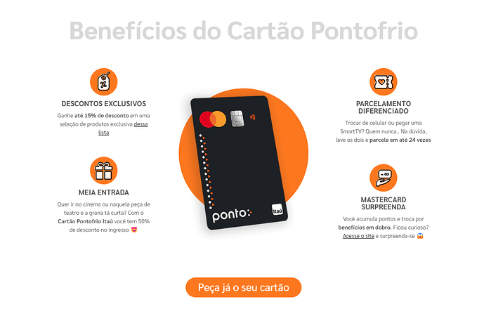 Benefícios do cartão Pontofrio
