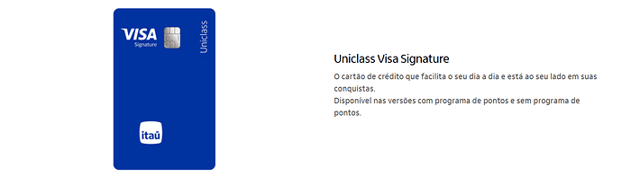 Itaú Uniclass Visa Signature é internacional?