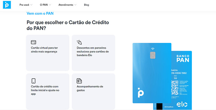 Cartão de crédito Banco Pan Platinum