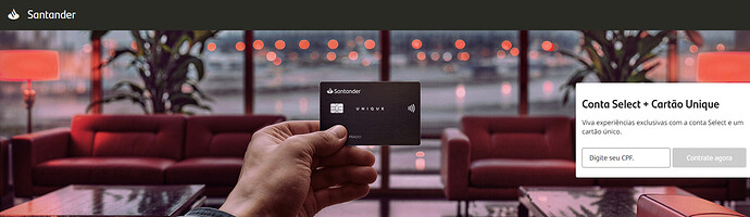 Página do site do Santander