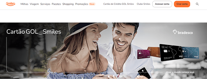 Página do site da Smilesdo cartão de crédito