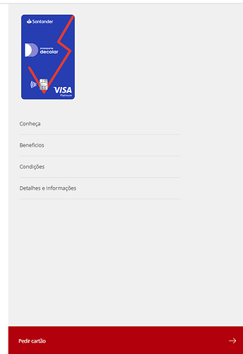 Página do site do Santander