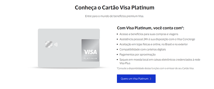 Qual a vantagem de ter um cartão Visa?
