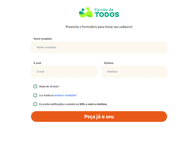Solicitar cartão de Todos