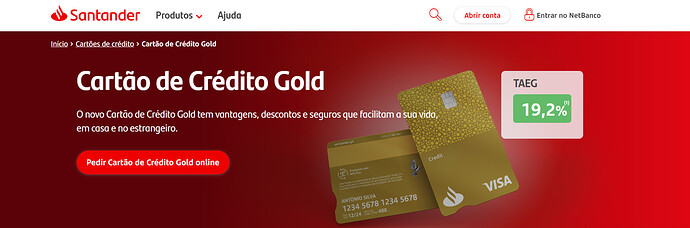 Cartão de crédito Santander Gold