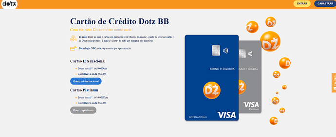 Cartão bb dotz visa internacional