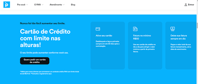 Cartão de crédito Banco Pan Platinum