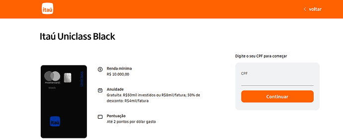 Qual a renda para ter um cartão Black Itaú?