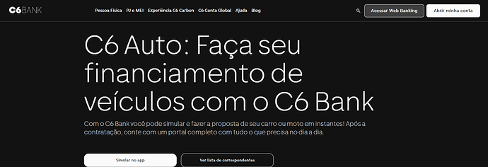 Financiamento auto C6 Bank