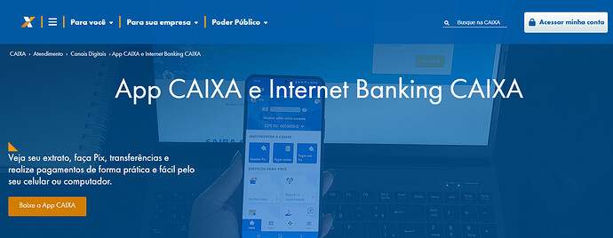 Página da Caixa da Internet Banking