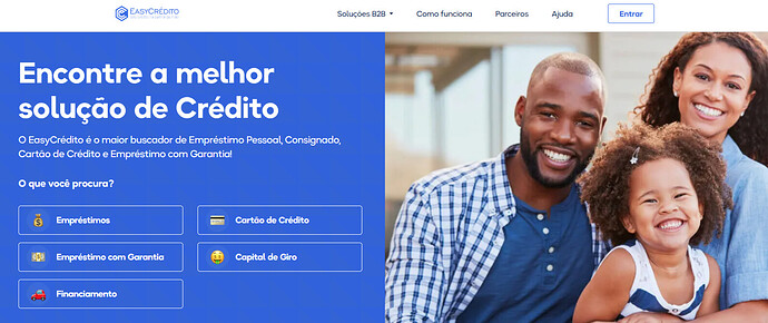 Página do site da Easy Credito