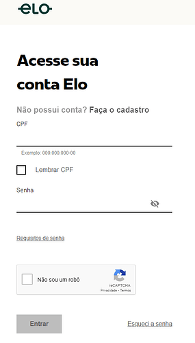 Página do site da Elo