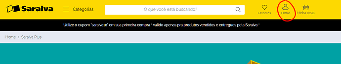 Página do site da Saraiva