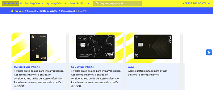 Quais cartões Visa dão direito a sala VIP aeroporto grátis?