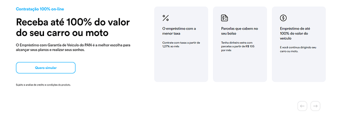 Simulador de financiamento de veículos Banco Pan