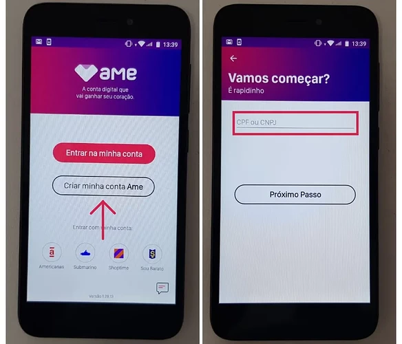 Abrir conta Ame digital