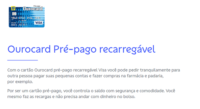 Ourcard pré-pago recarregável