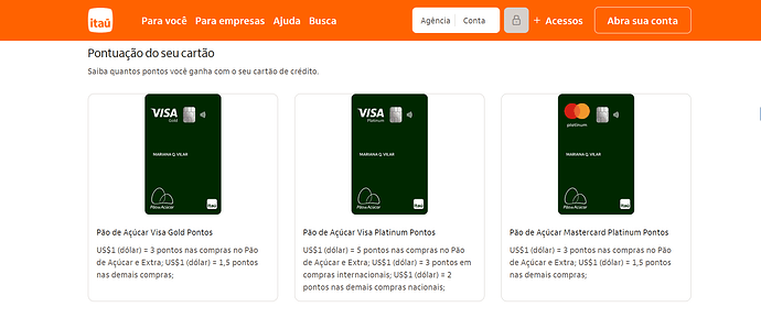 Cartão Pão de Açúcar Itaucard Platinum