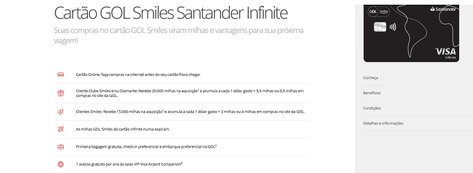 Qual cartão do Santander gera milhas?