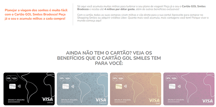 Página do site da Smiles