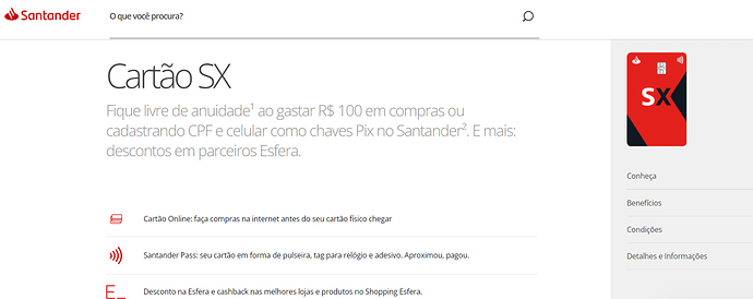 Cartão Santander SX