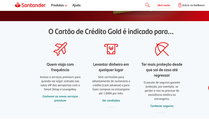 Cartão de crédito Santander Gold