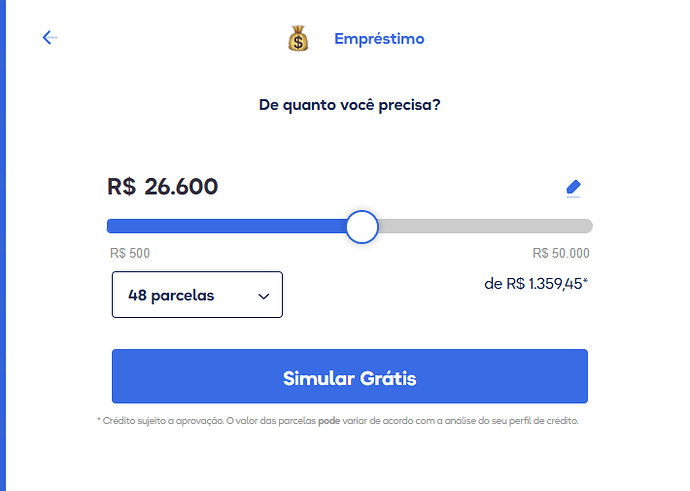 Simulação de empréstimo Easy Credito