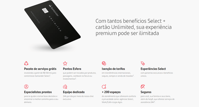 Cartão Santander Unlimited Mastercard Black