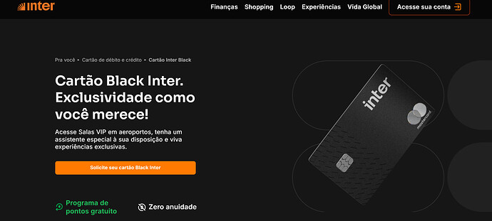 Cartão de crédito Banco Inter limite inicial