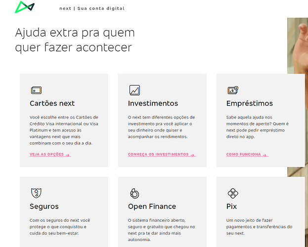 Qual é o tipo de conta do Next?