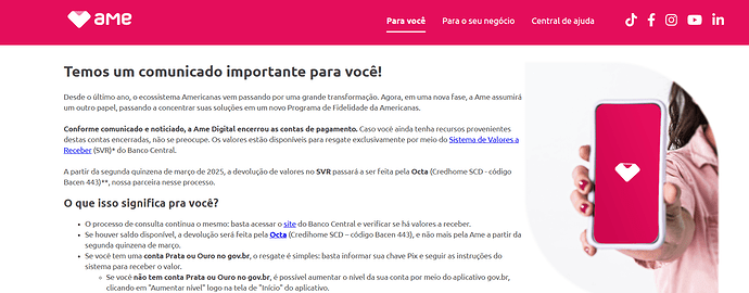 O que vai acontecer com o cartão de crédito Ame?